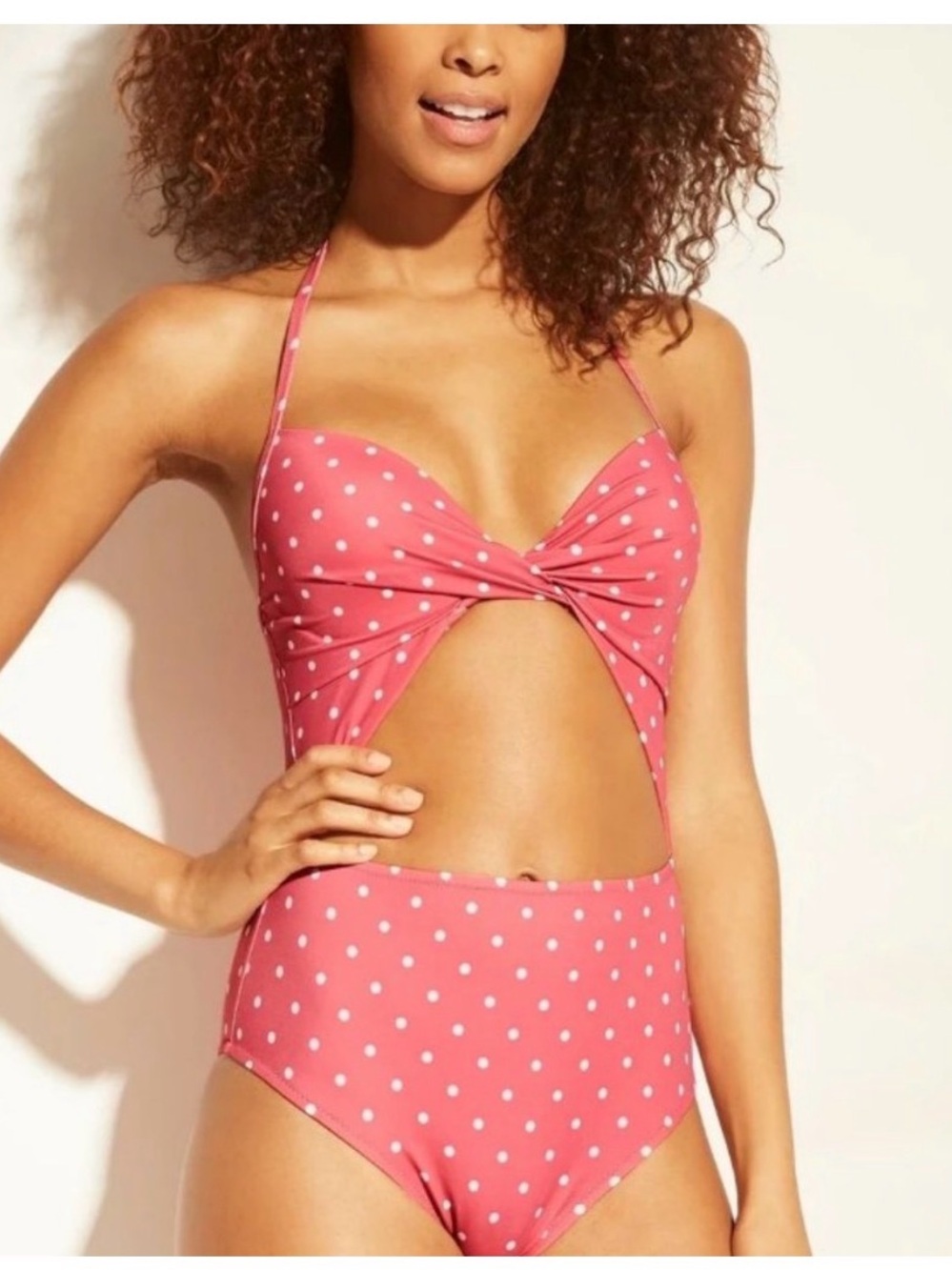 Shade & Shore Coral Pink Polka Dot One-Piece Swimsuit